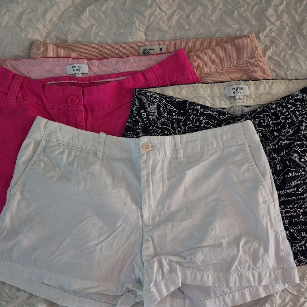 Crown & Ivy Women's Pink, White, and Black Shorts Set